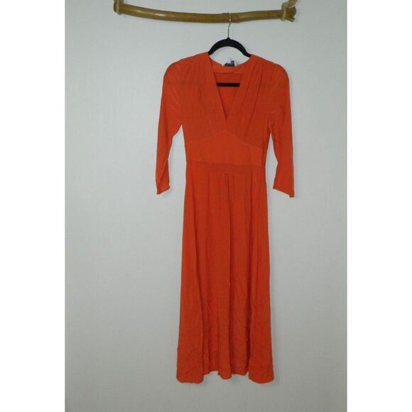 & Other Stories Dress Women's Size 0 Orange V Neck Midi Dress - Picture 11 of 14